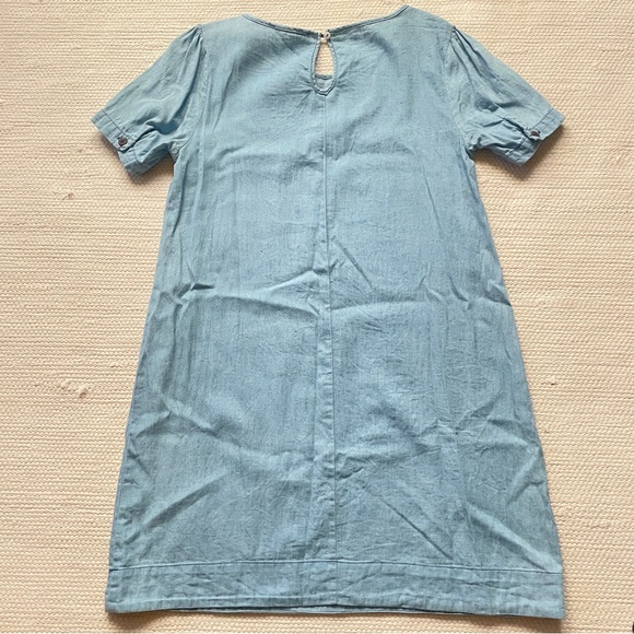 Rebellion Vintage Women’s A-Line Knee Length Light Denim Blue Short Sleeve Dress - Picture 2 of 7